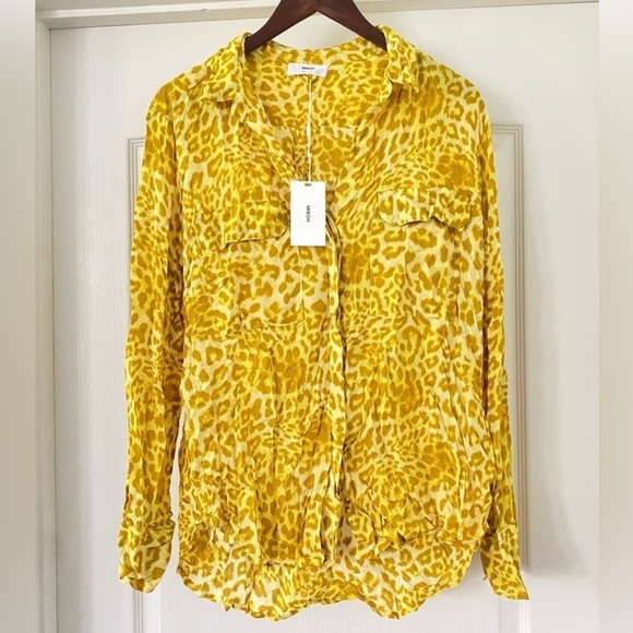 NWT Mikoh Mentawai oversized Yellow Leopard Print Women's Top - Picture 1 of 3